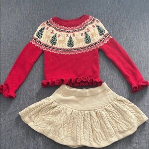 Tahari Red and Cream Knit Sweater